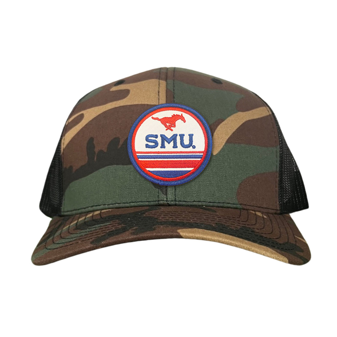 SMU Mustangs Pony Circle Patch Mesh Snapback Hat