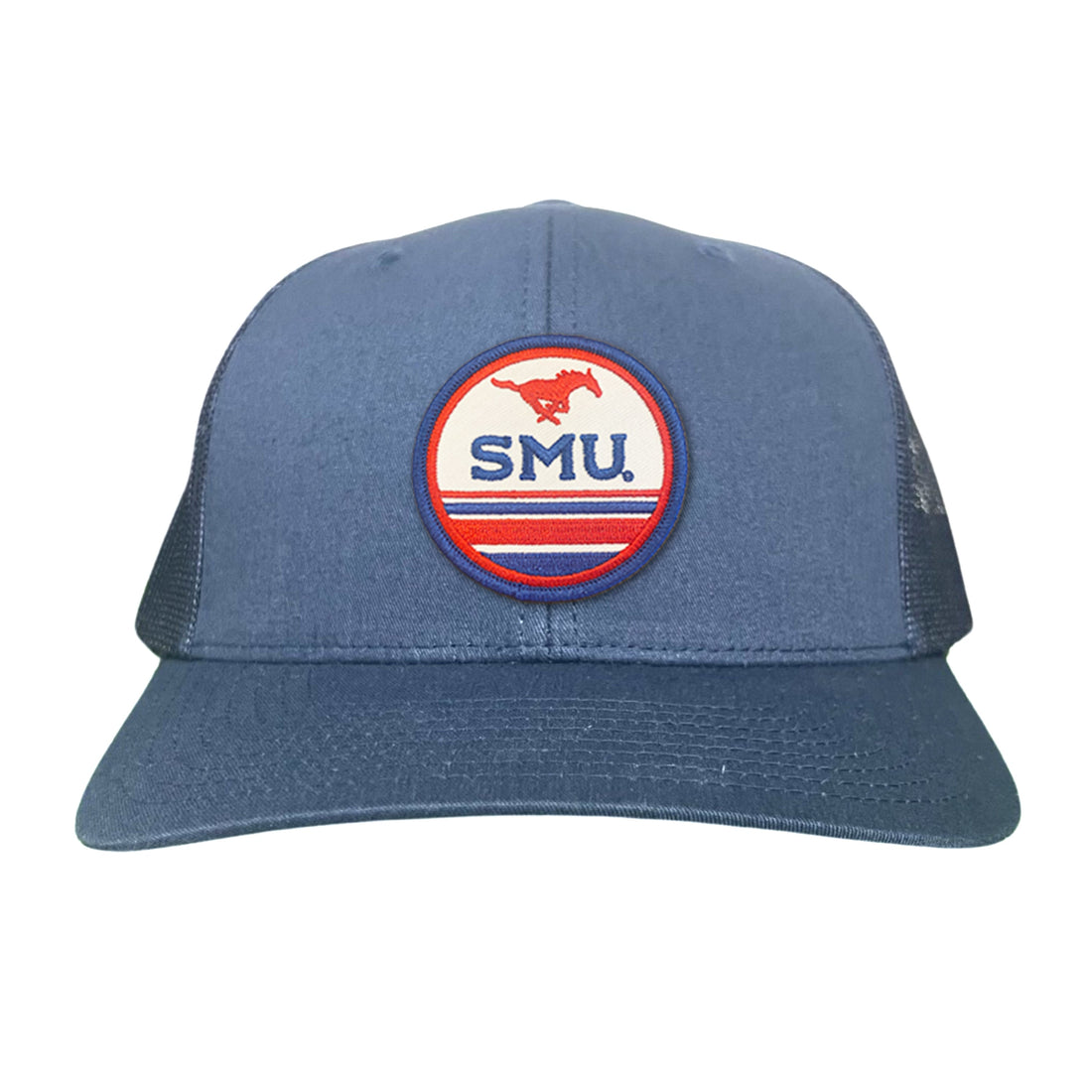 SMU Mustangs Pony Circle Patch Mesh Snapback Hat