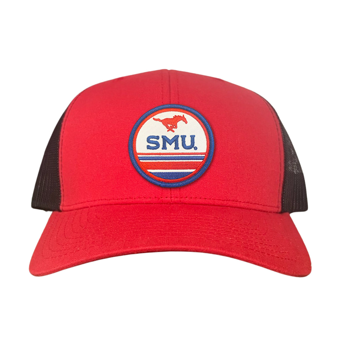 SMU Mustangs Pony Circle Patch Mesh Snapback Hat