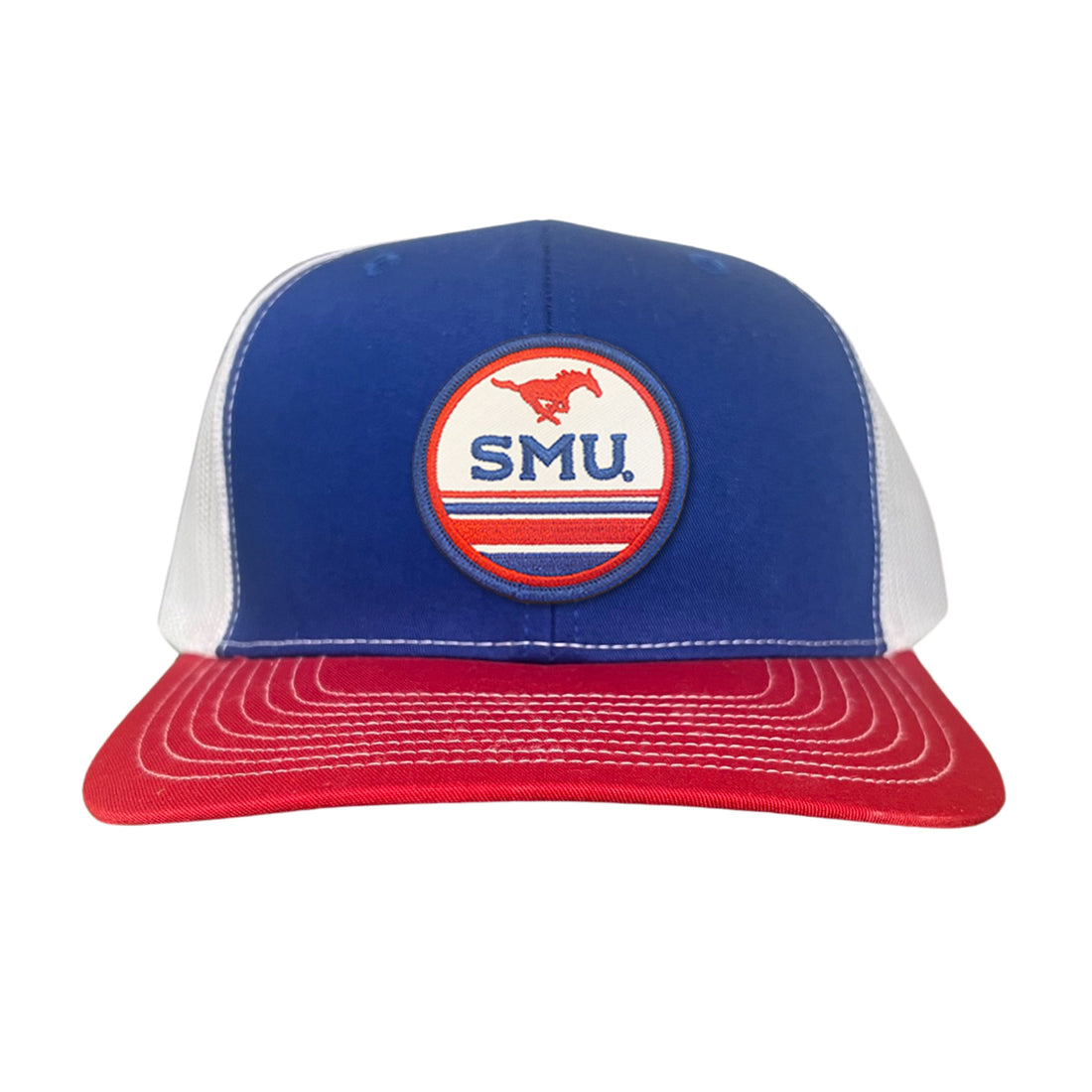 SMU Mustangs Pony Circle Patch Mesh Snapback Hat