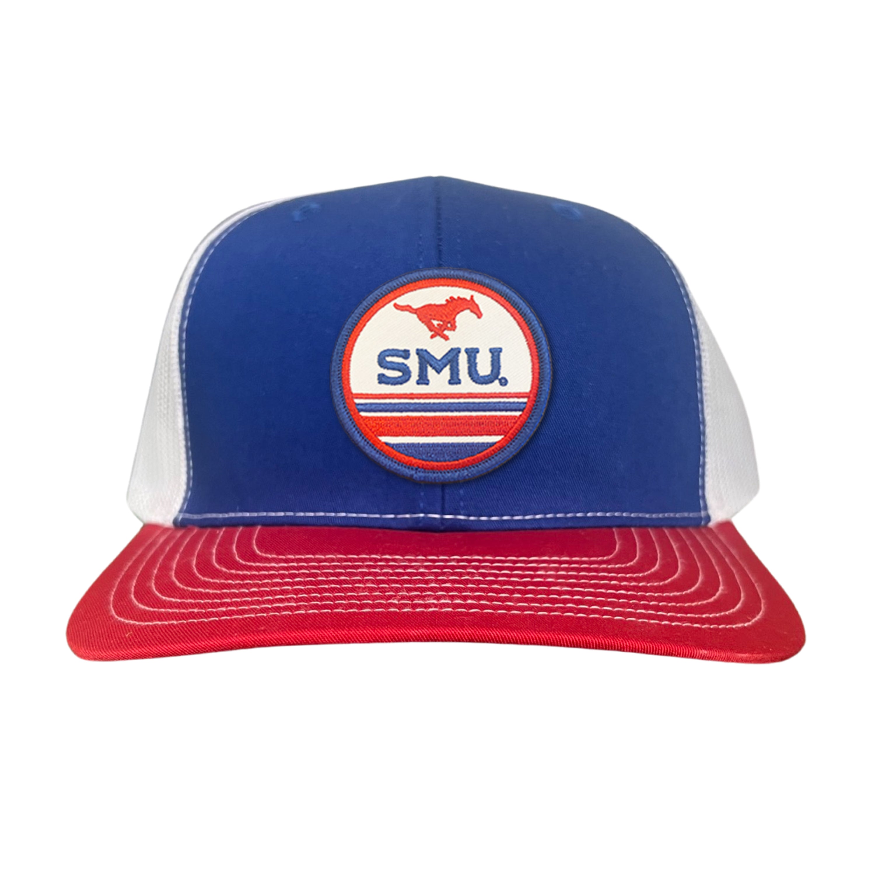 SMU Mustangs Pony Circle Patch Mesh Snapback Hat