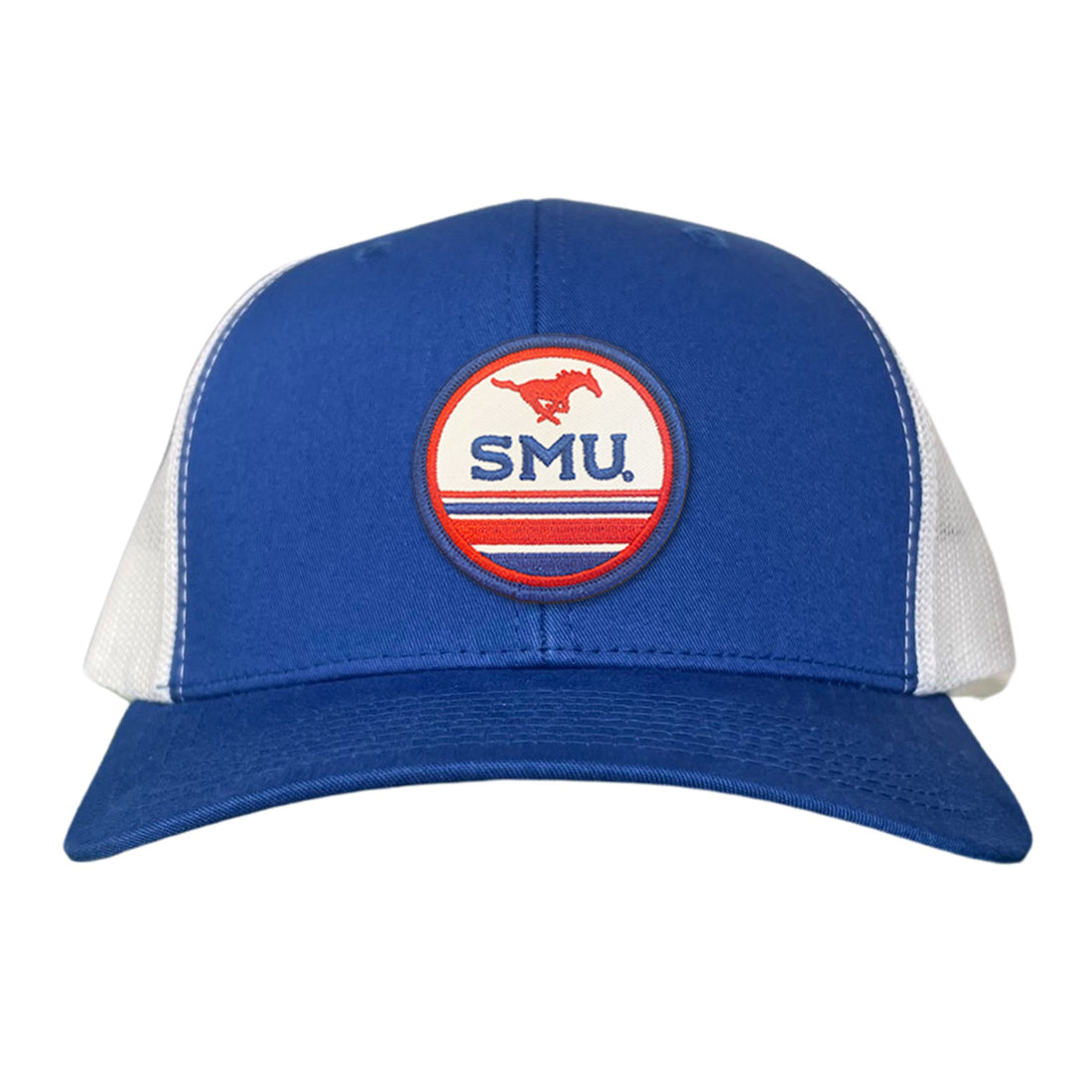 SMU Mustangs pony circle patch curved bill mesh snapback hat