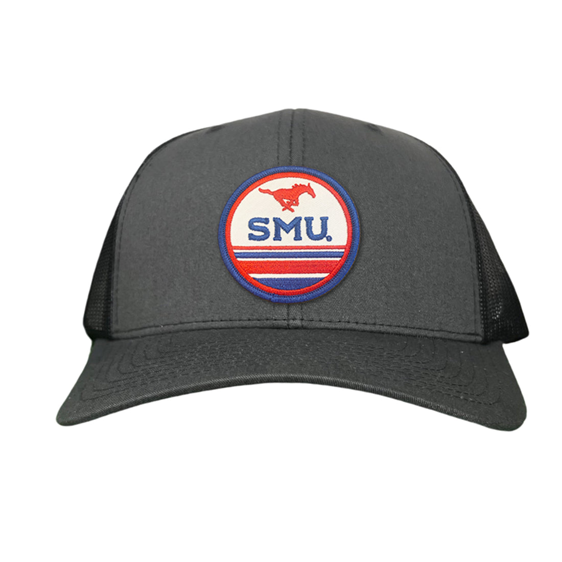 SMU Mustangs Pony Circle Patch Mesh Snapback Hat
