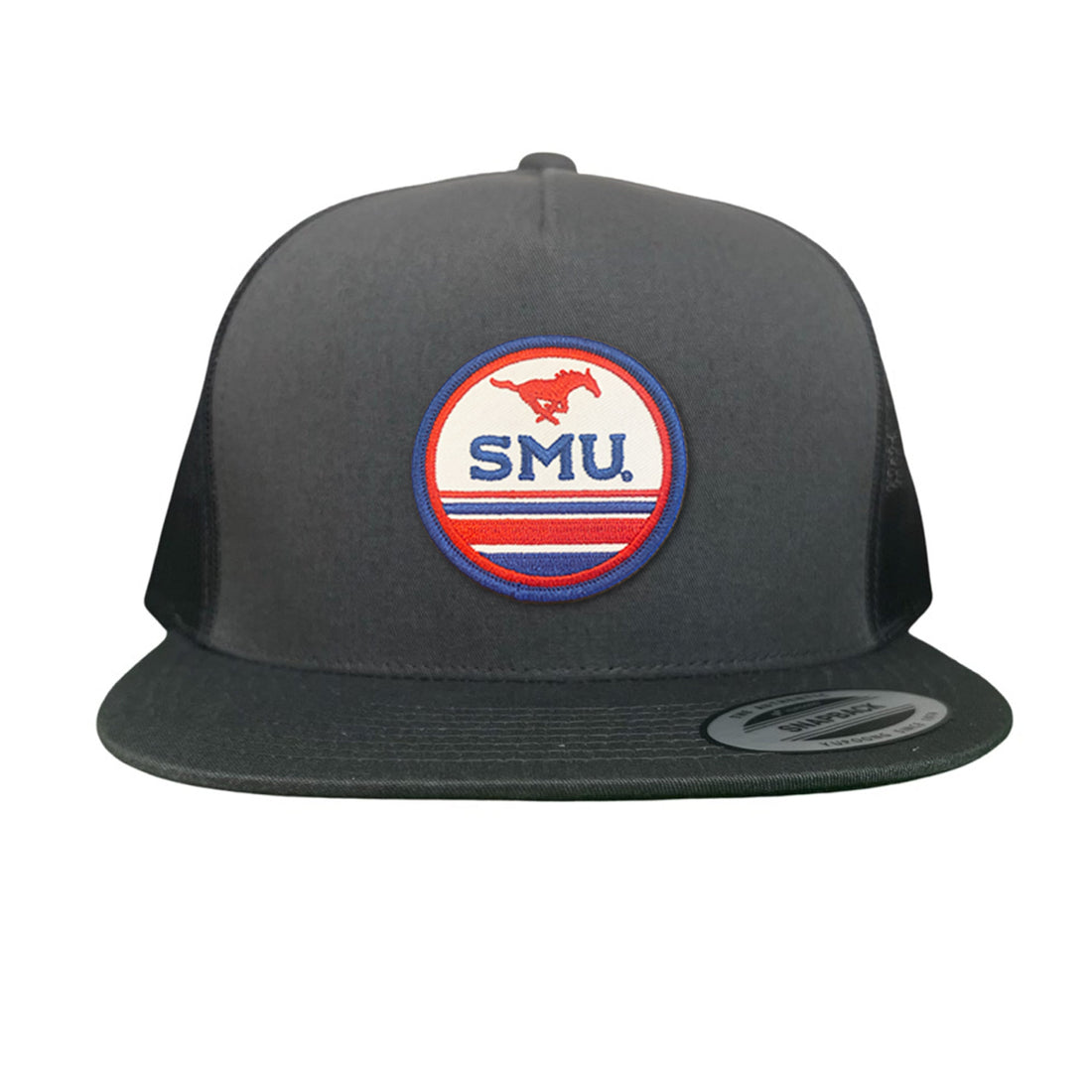 SMU Mustangs Pony Circle Patch Mesh Snapback Hat