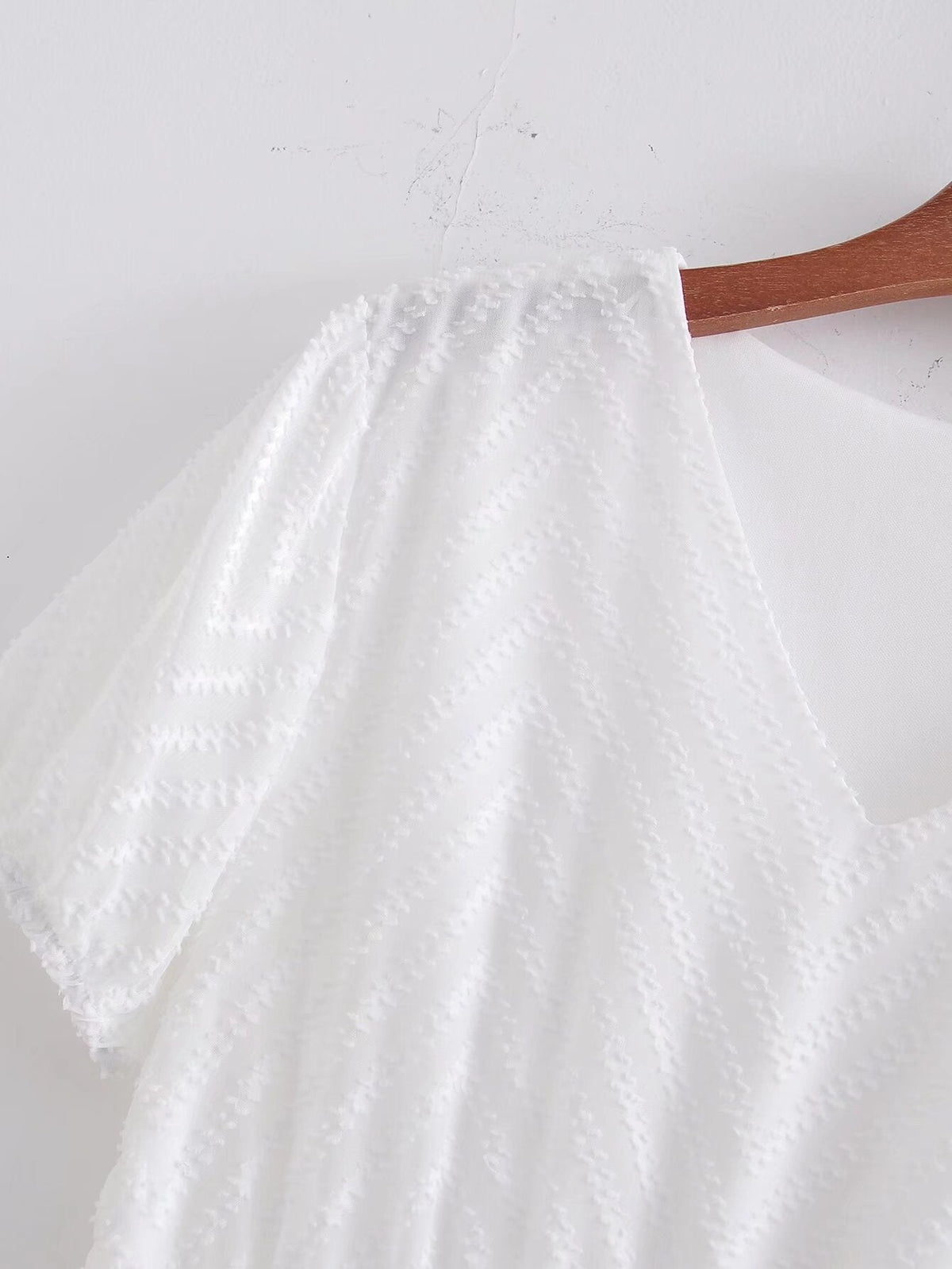 Spring Women Clothing Simple Graceful V neck Solid Color Short Sleeve Dress