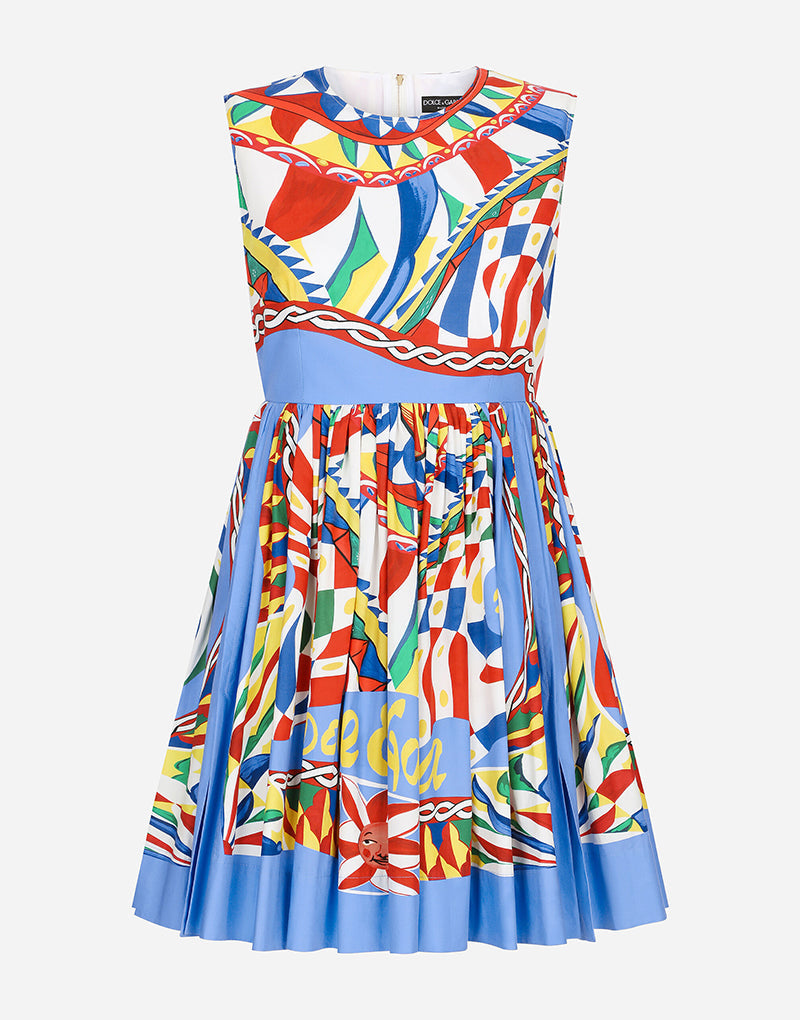 Women New Summer New Round Neck Printed Slim fit Large Swing dress High Waist A line Dress