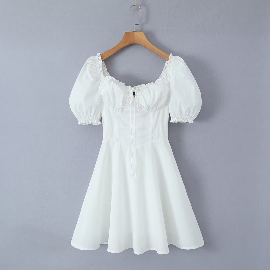 Spring Women Clothing Back Strap Waist Shaping Dress Short