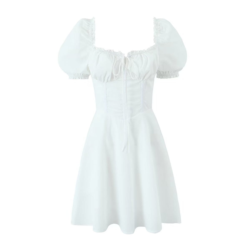 Spring Women Clothing Back Strap Waist Shaping Dress Short