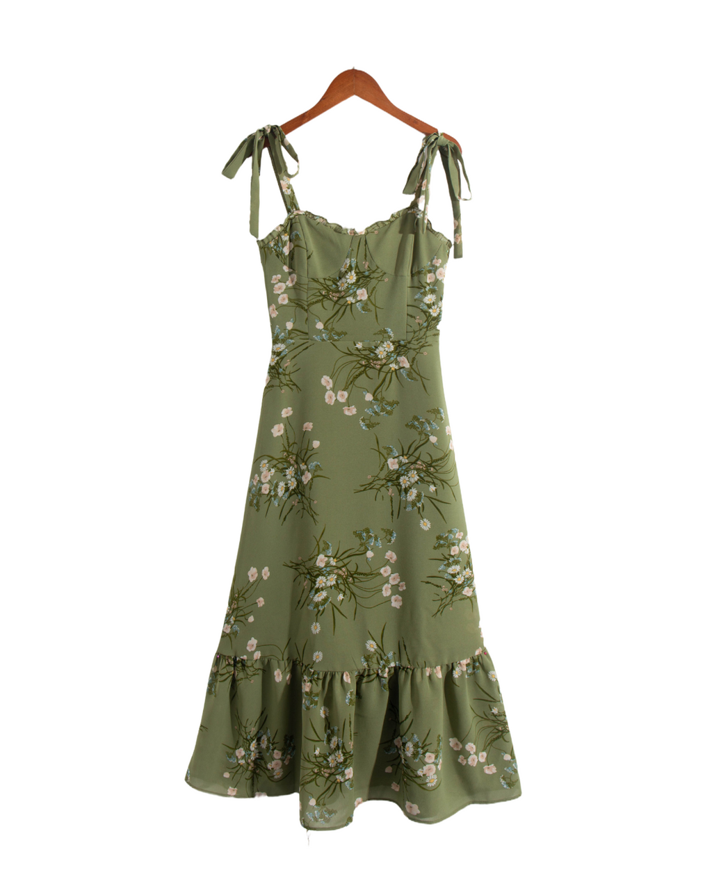 Summer French Minority Printed Lace up Cami Dress Beach Vacation Sexy Mid Length to