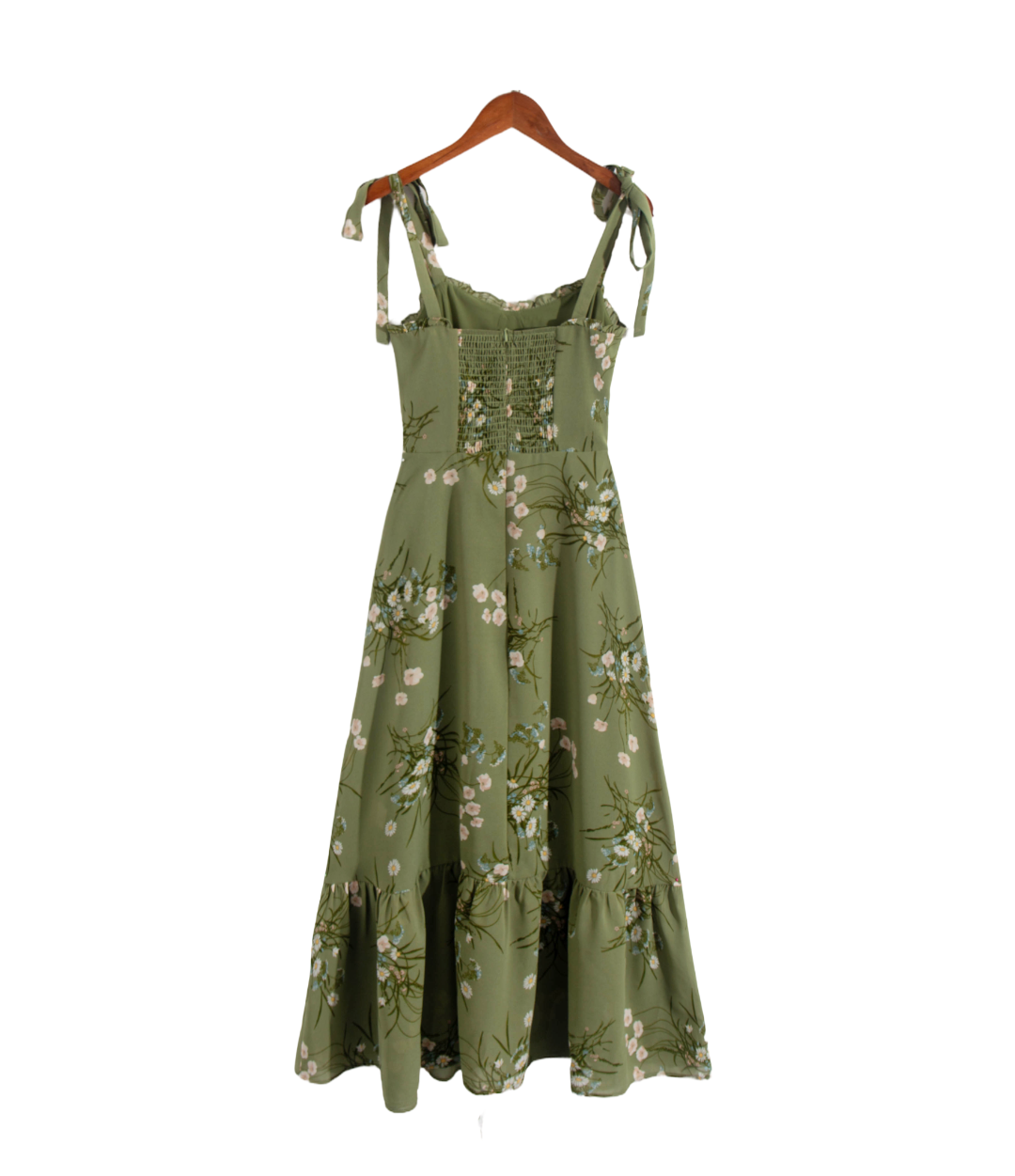 Summer French Minority Printed Lace up Cami Dress Beach Vacation Sexy Mid Length to
