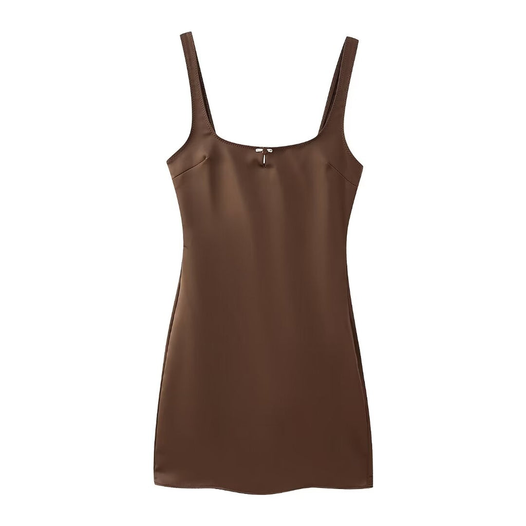 Winter Women Clothing Silk Satin Texture Underwear Dress