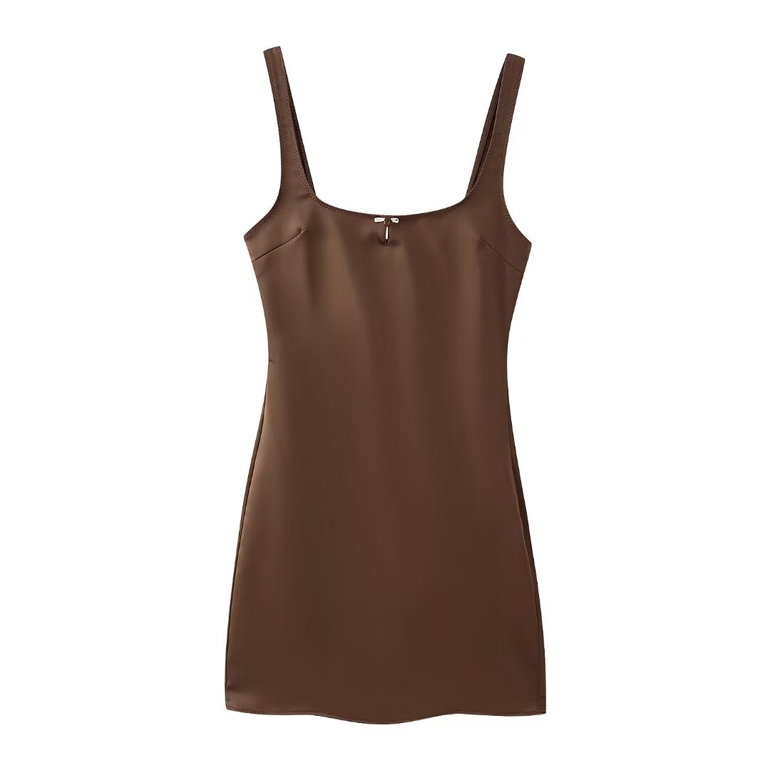 Winter Women Clothing Silk Satin Texture Underwear Dress