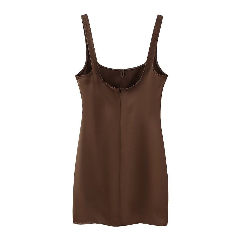 Winter Women Clothing Silk Satin Texture Underwear Dress