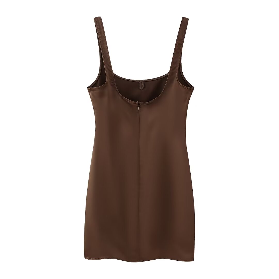 Winter Women Clothing Silk Satin Texture Underwear Dress