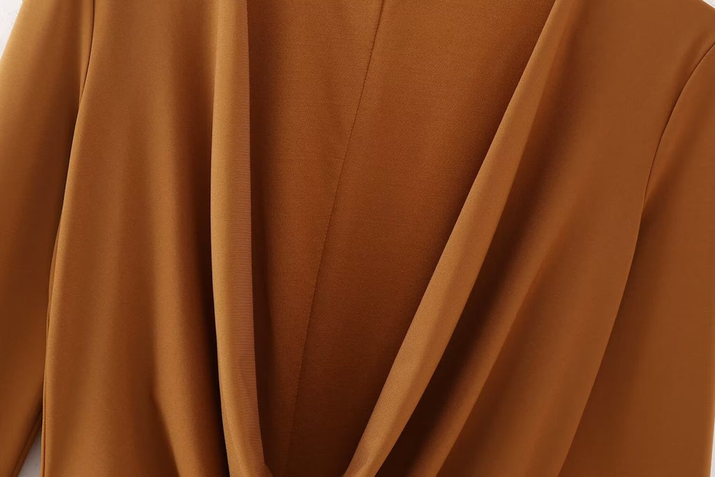 Women Clothing Summer Arrival Solid Color V neck Flared Long Sleeve Halter Sheath Dress