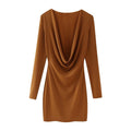 Women Clothing Summer Arrival Solid Color V neck Flared Long Sleeve Halter Sheath Dress