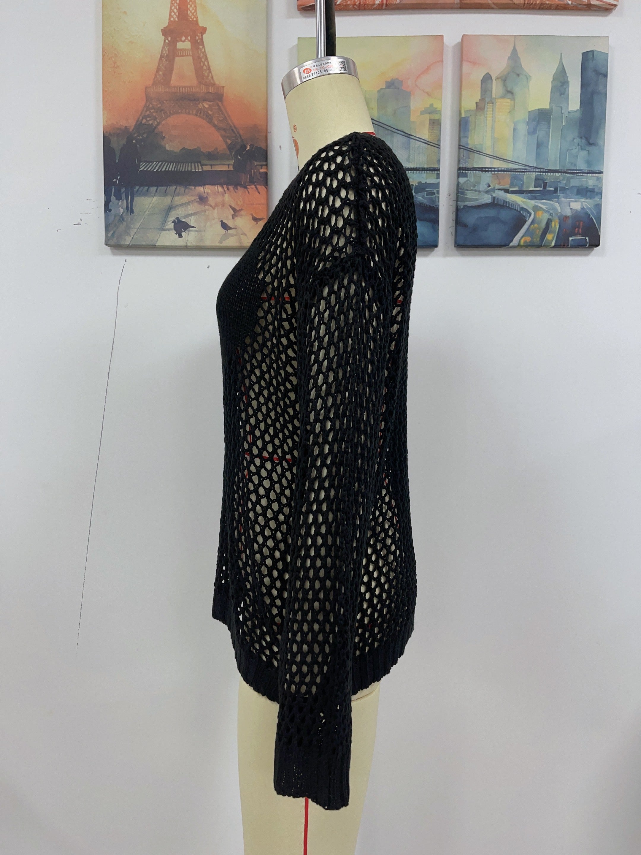Summer Women Knitwear Round Neck Love Beach Cover Up Vacation Solid Color Women Knitwear