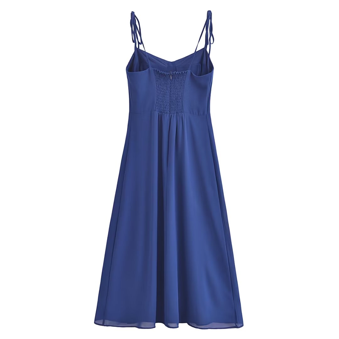 Summer High Waist Sexy Side Split Hem Sling Mid Length Dress