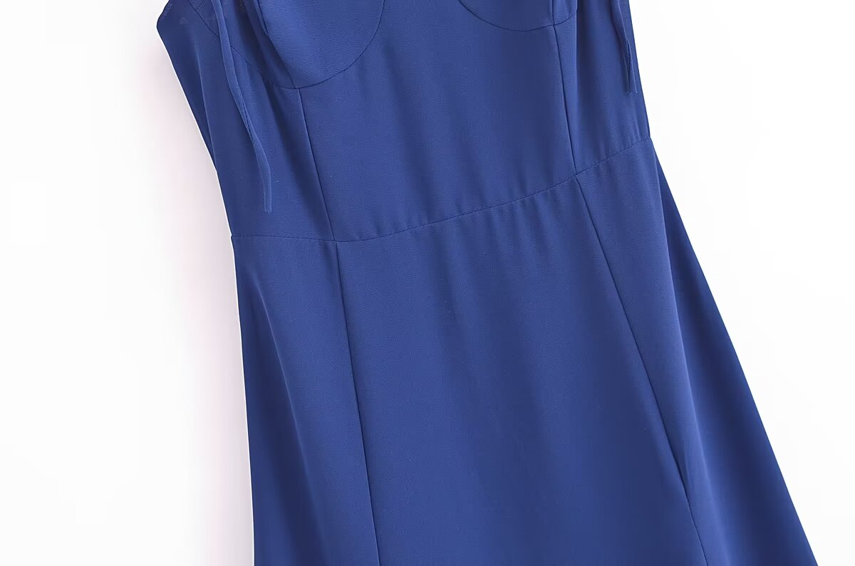 Summer High Waist Sexy Side Split Hem Sling Mid Length Dress