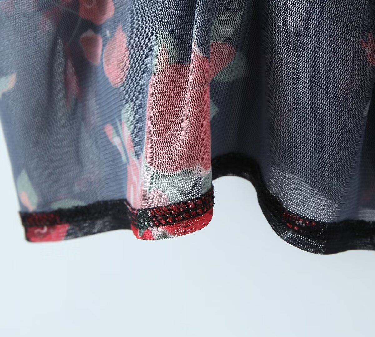 Women Clothing Spring Summer Retro Mesh Floral Slim Fitting Slimming Maxi Dress