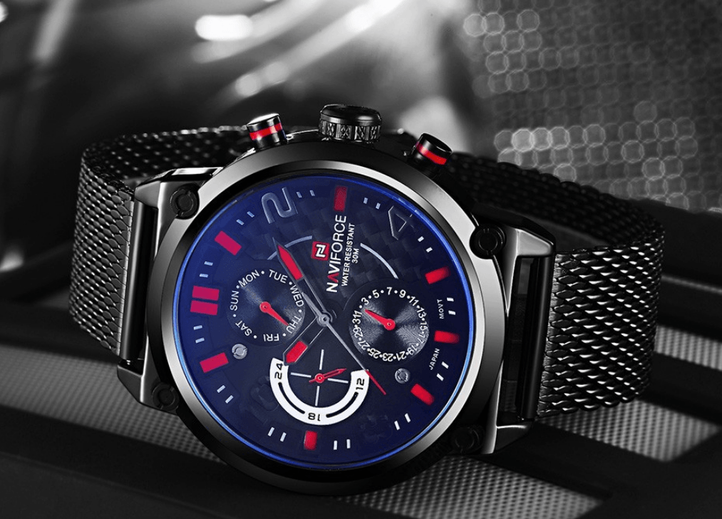 Men's Analog Quartz Wrist Watch with Stainless Steel Mesh Band