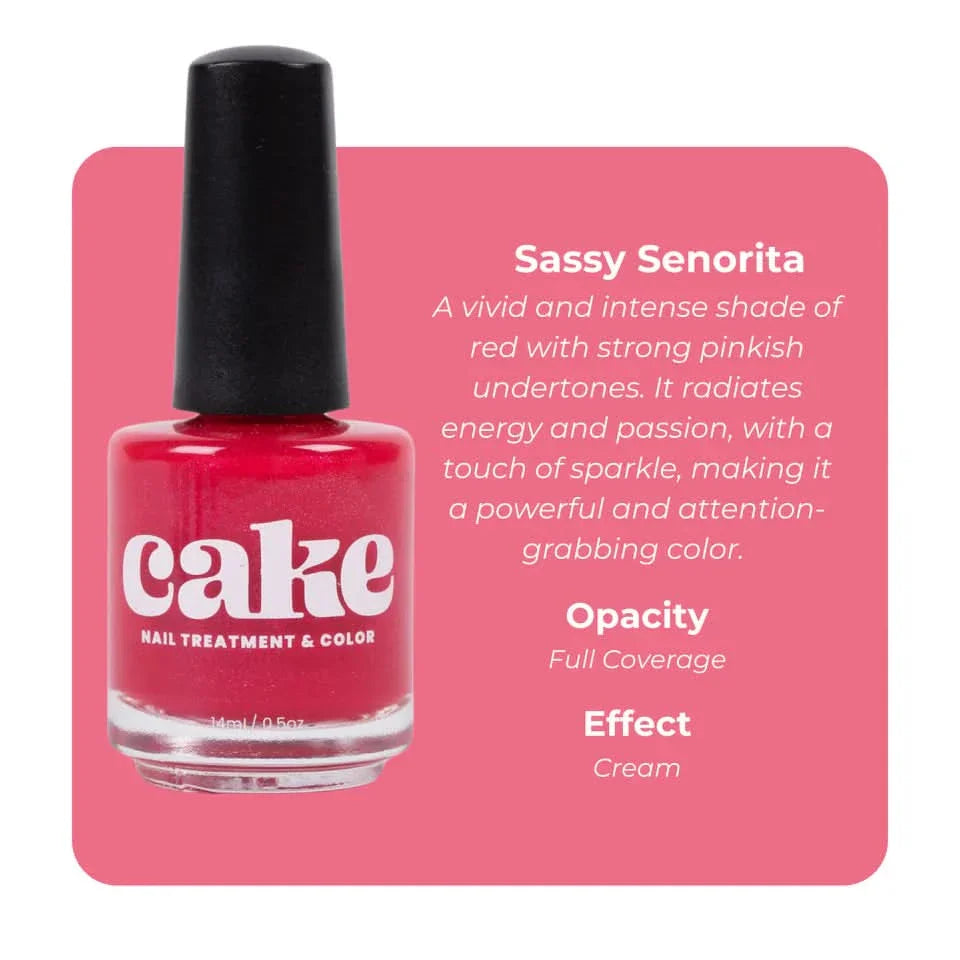 Sassy Senorita Red Nail Strengthening Polish - Non-Toxic & Vegan