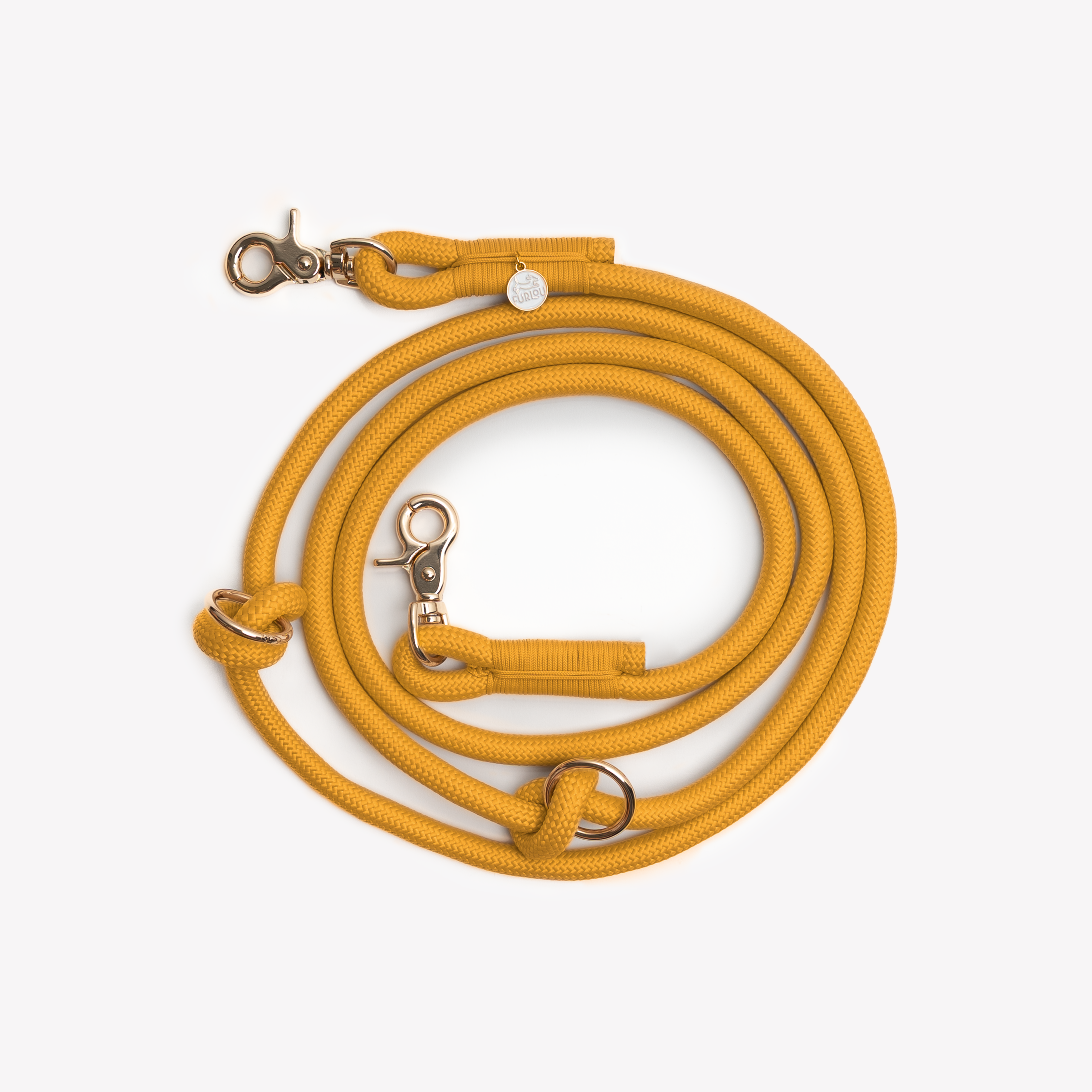 Yellow Hands Free Braided Dog Leash Adjustable Multi-Way Lead - Image 2