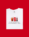A red and white unisex graphic tee with the text It's Not An Addiction, It's A Personality Trait.