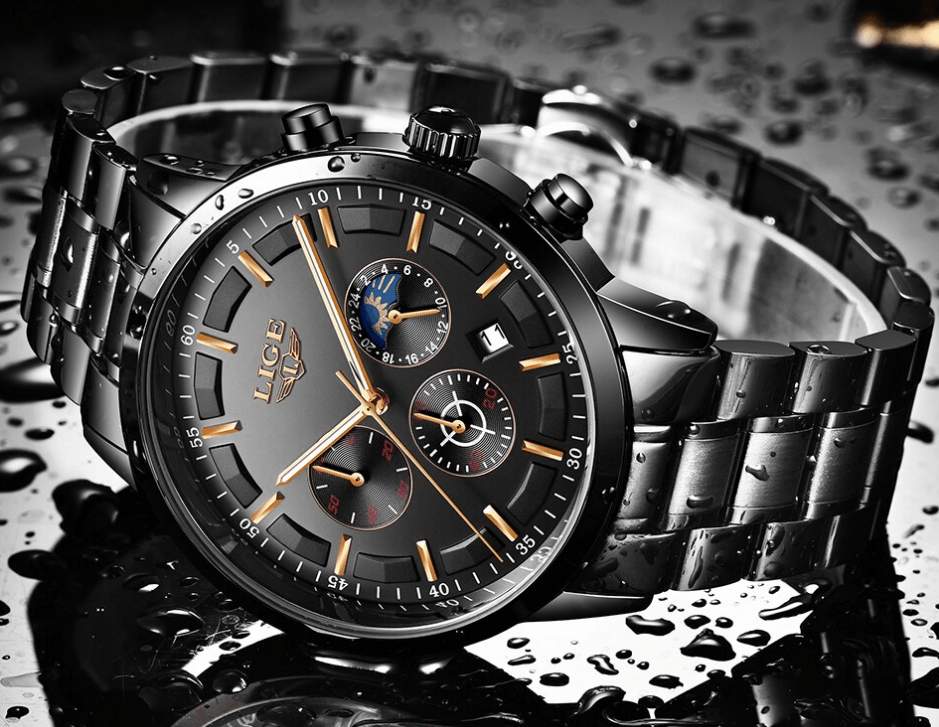 Men's Waterproof Chronograph Watch with Date Display & Luxury Dial