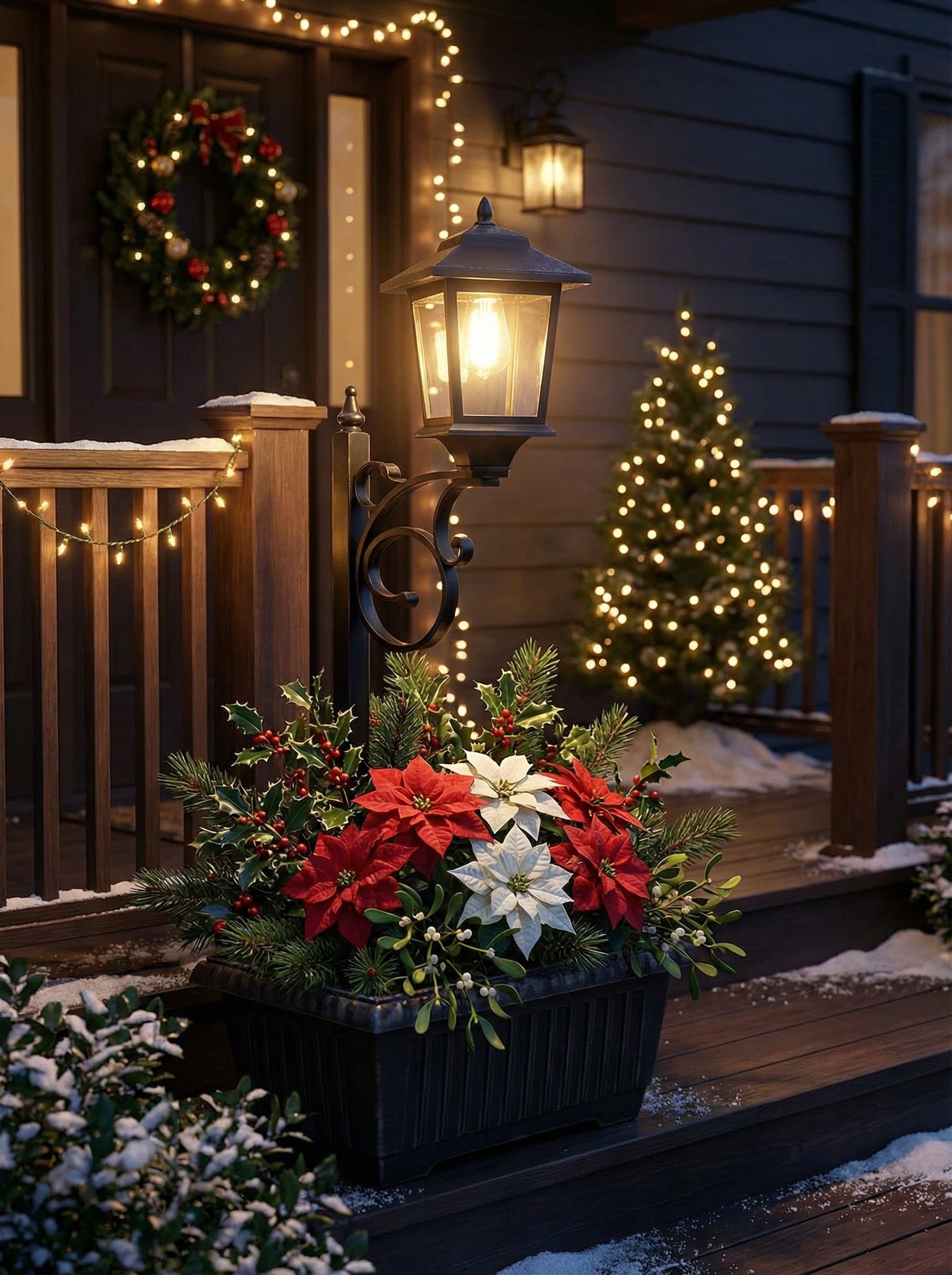 Solar Lamp Post with Flower Pot - Traditional Outdoor Garden Light