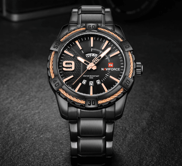 Men's Waterproof Chronograph Watch with Date Display - Modern Metal