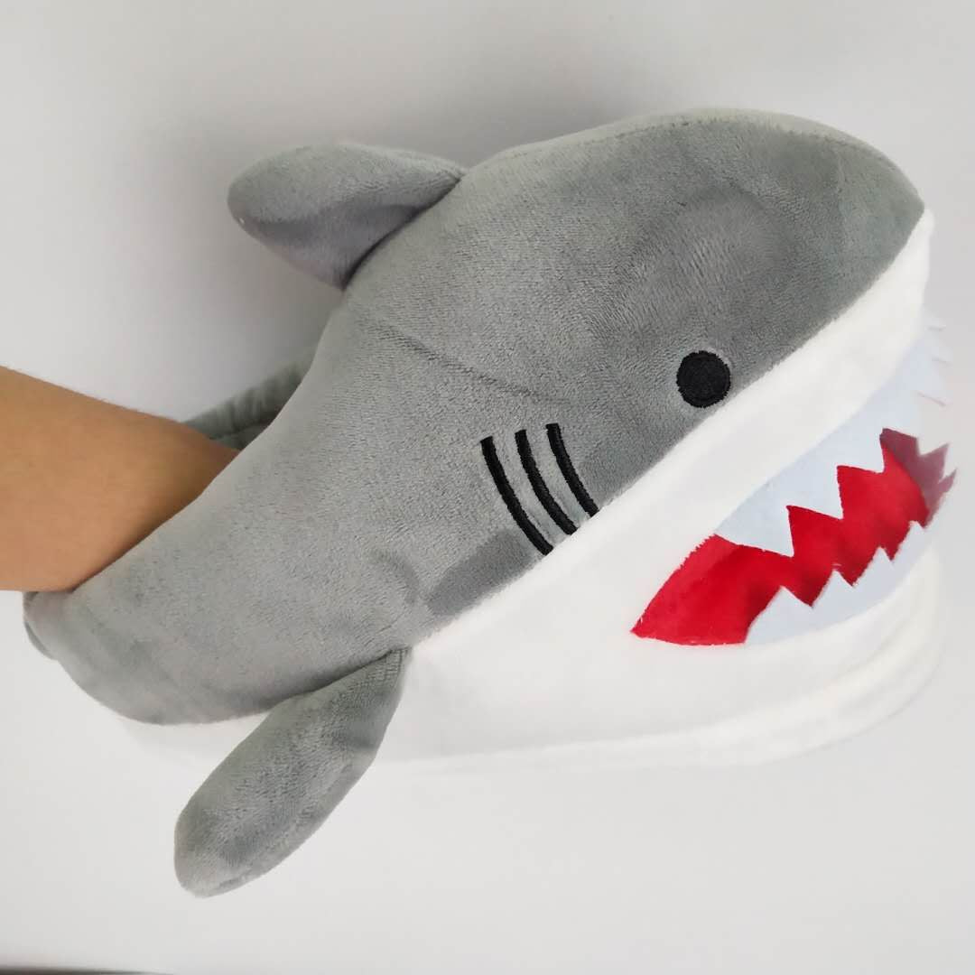 Women's Plush Shark Slippers - Cute Cartoon Winter Indoor Shoes