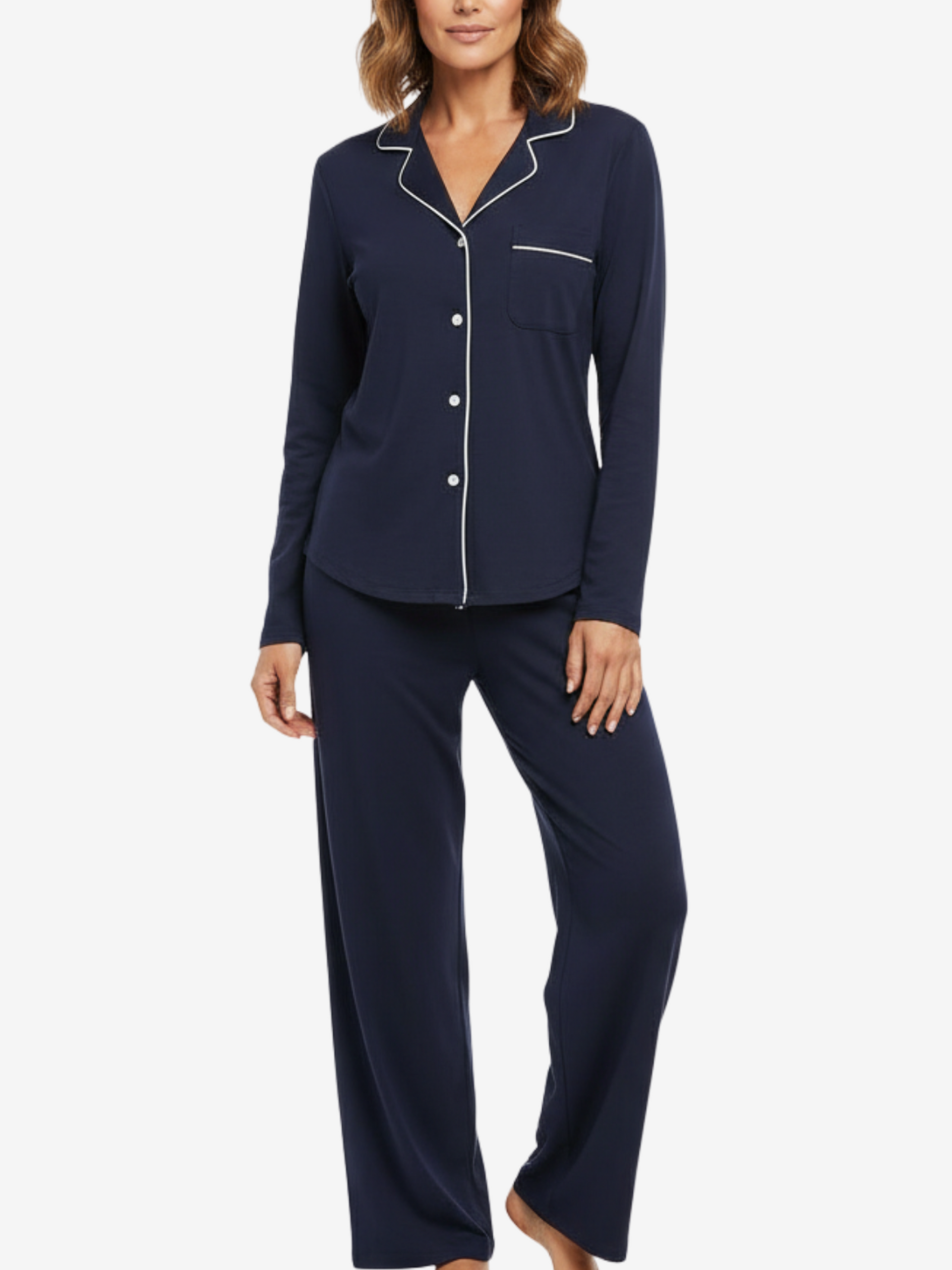 Donna Moisture-Wicking Long Sleeve Pajama Shirt in Light Blue - Image 13