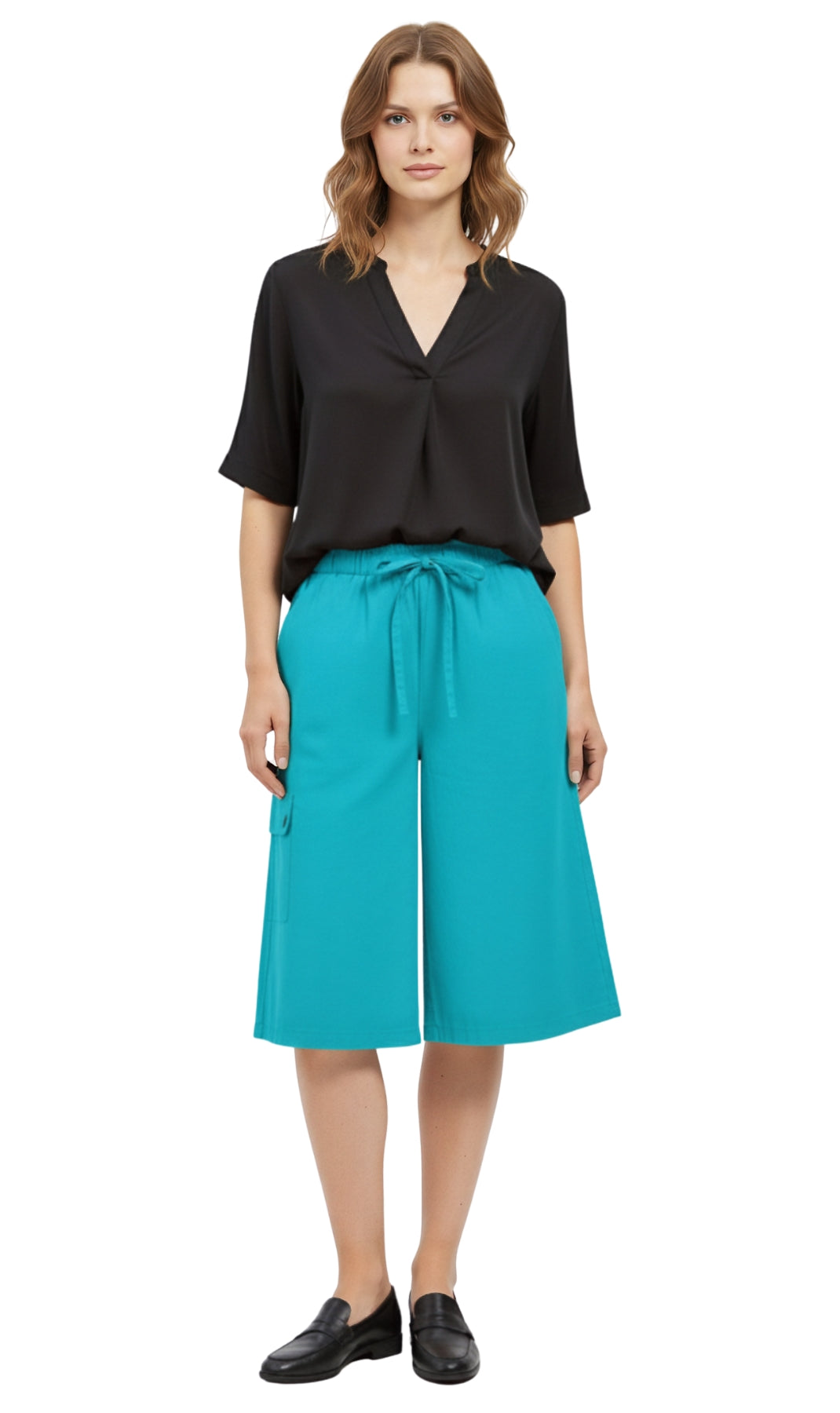 Women's Calcutta Cotton Split Skirt Culottes with Cargo Pockets