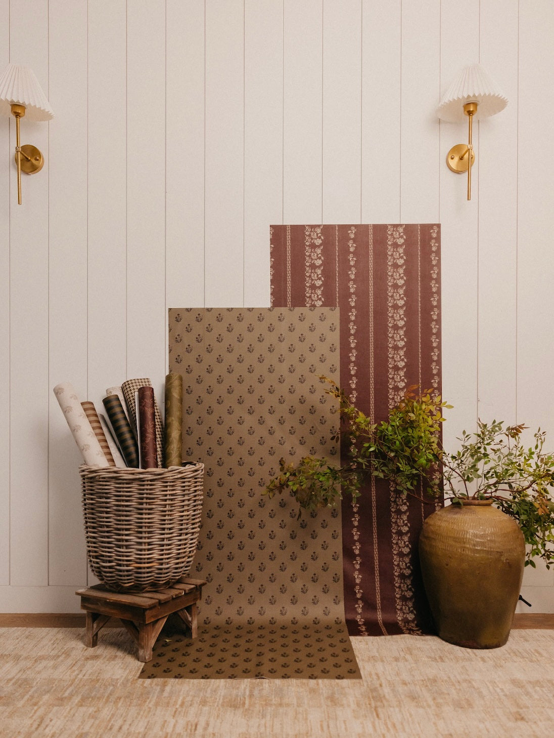 Roselle Stripe Removable Wallpaper in Brown and Cream