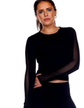 Cropped long sleeve active top with stylish mesh panel detailing