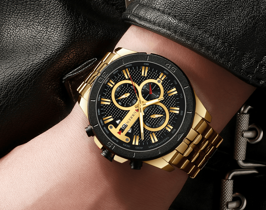 Men's Waterproof Chronograph Luxury Watch with Hardlex Dial