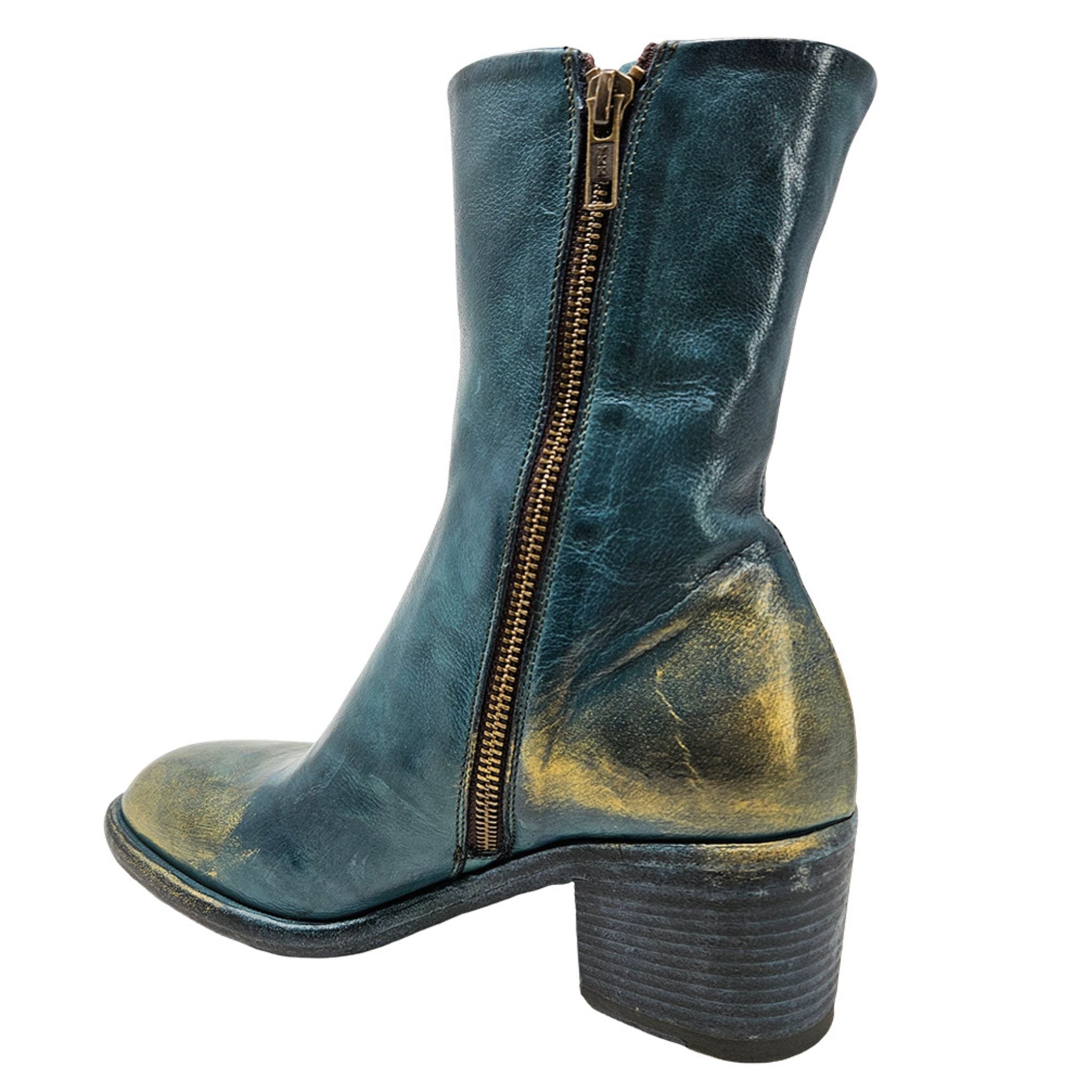 Teal Hand Rubbed Ankle Boot