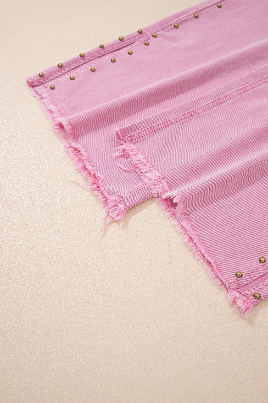 Studded Side Split Hem Wide Leg Jeans in Pink