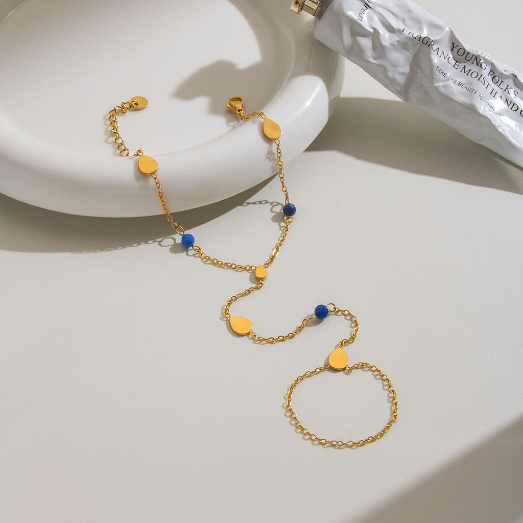 Natural Stone Finger Chain Stainless Steel Link