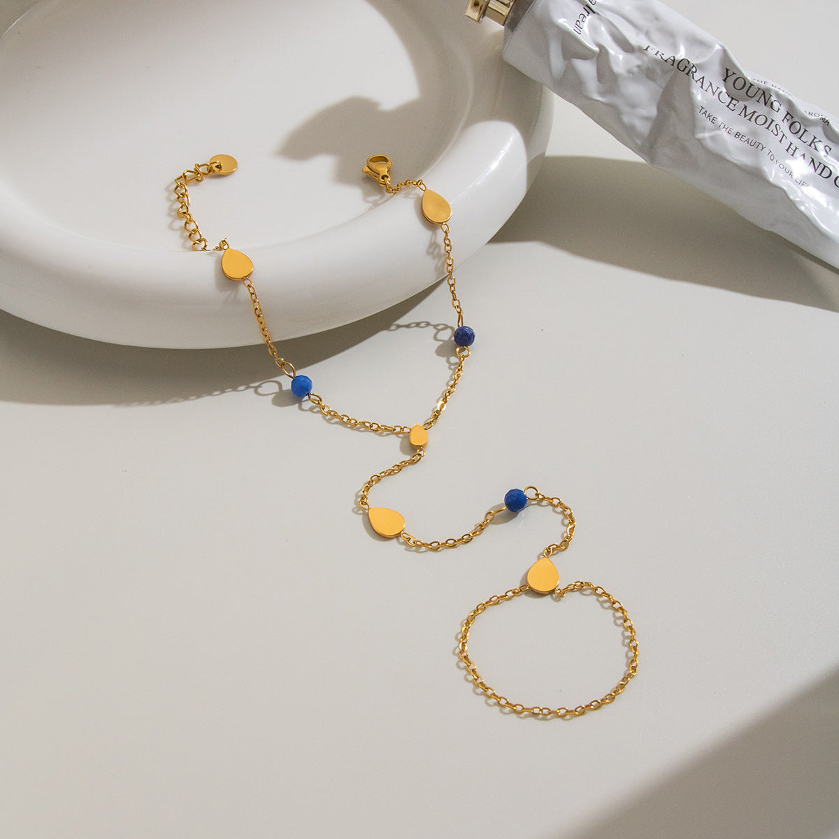 Natural Stone Finger Chain Stainless Steel Link