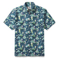 Men's short sleeve cotton Hawaiian shirt featuring a bioluminescent sea-inspired print.
