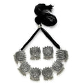 Oxidised silver color choker necklace featuring an intricate lotus design