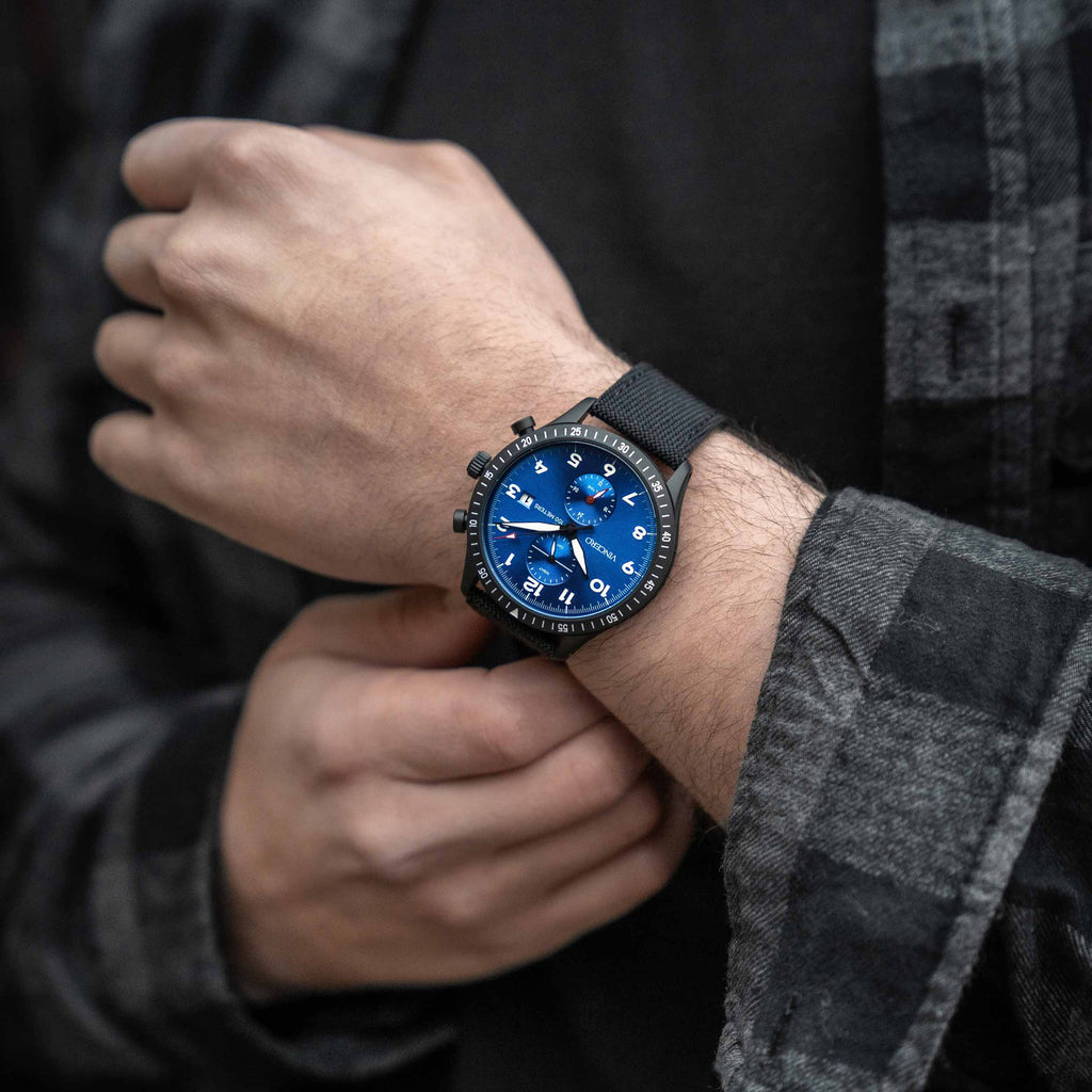 The Altitude Watch in Matte Black/Cobalt - 43mm Sporty Accessory
