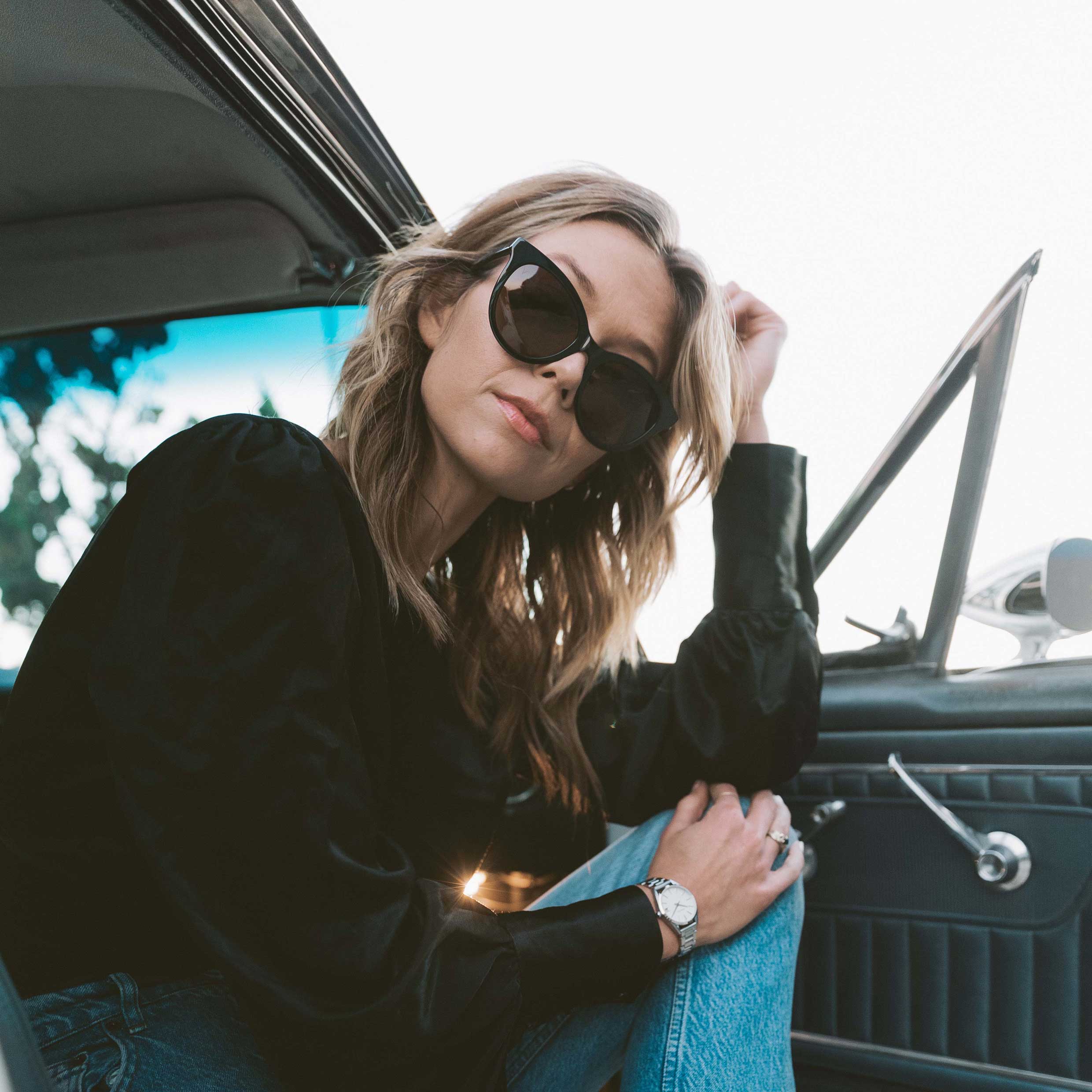 The Demi Cat-Eye Sunglasses in Jet Black