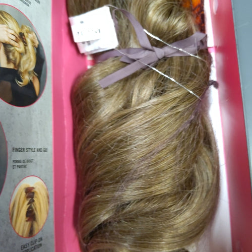 12 inch simply wavy clip-on ponytail in R12/26 honey brown shade