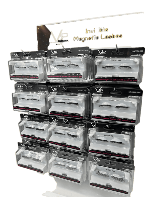 12-slot magnetic lash display case with magnetic eyeliner kit for organized beauty storage