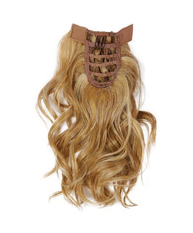 A 12-inch voluminous synthetic ponytail hair extension with a stretch base.