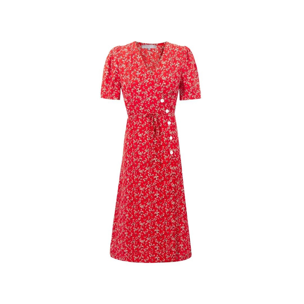 Early Spring Sexy Sexy V neck Short Sleeve Floral Casual Lace up Waist Controlled Dress