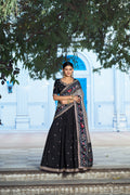 Black Vichitra Silk Sequins and Thread Embroidered Lehenga Choli